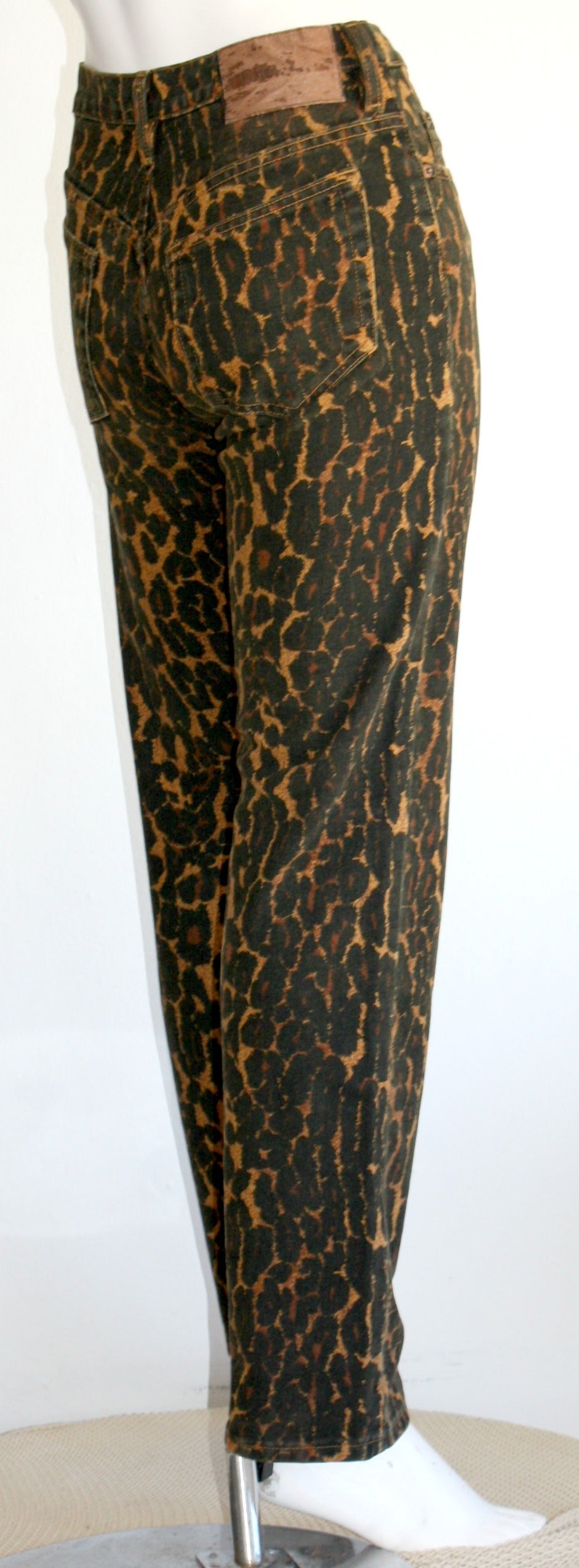 Black Vintage Told Oldham Leopard Skinny Jeans Trousers - Hard To Find!