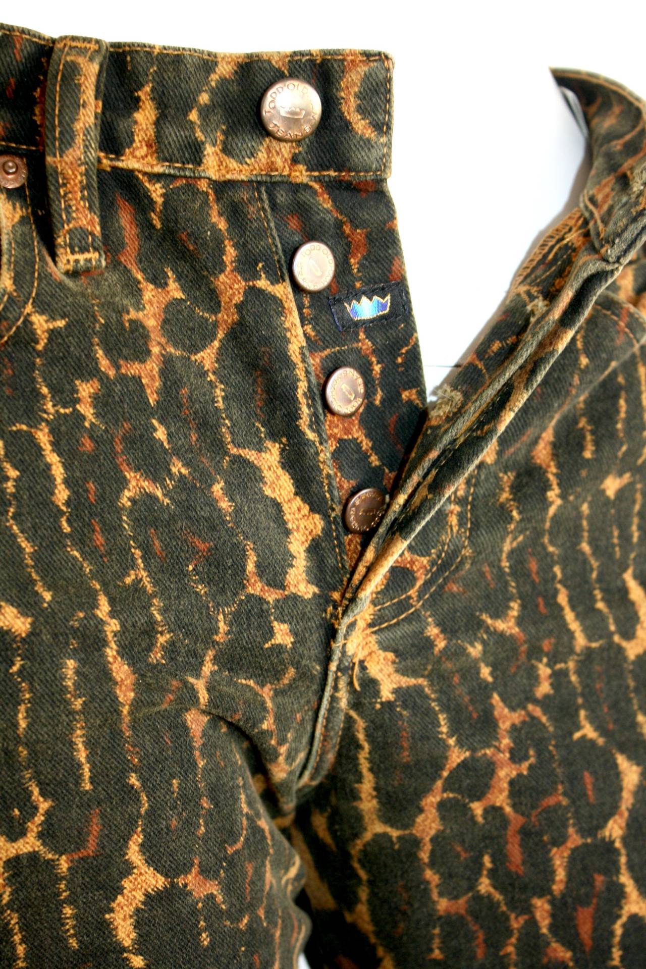 Vintage Told Oldham Leopard Skinny Jeans Trousers - Hard To Find! In Excellent Condition In San Diego, CA