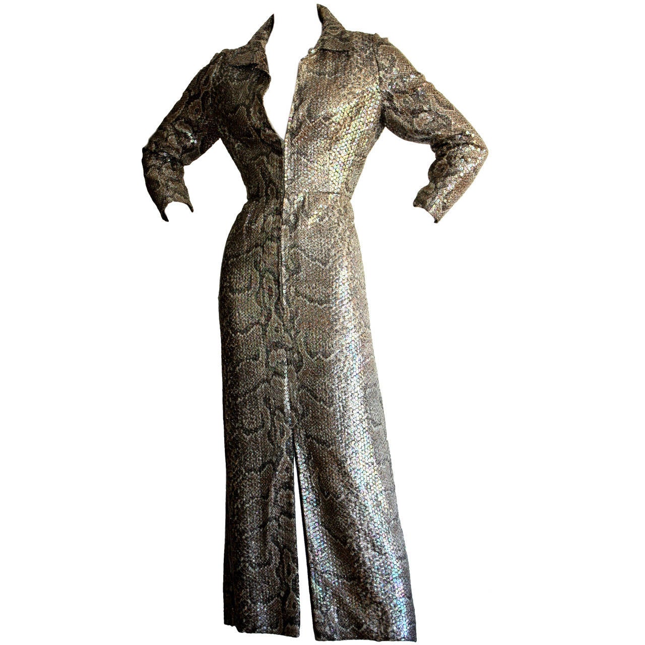 Vintage Adele Simpson Allover Sequin Python Snake Dress