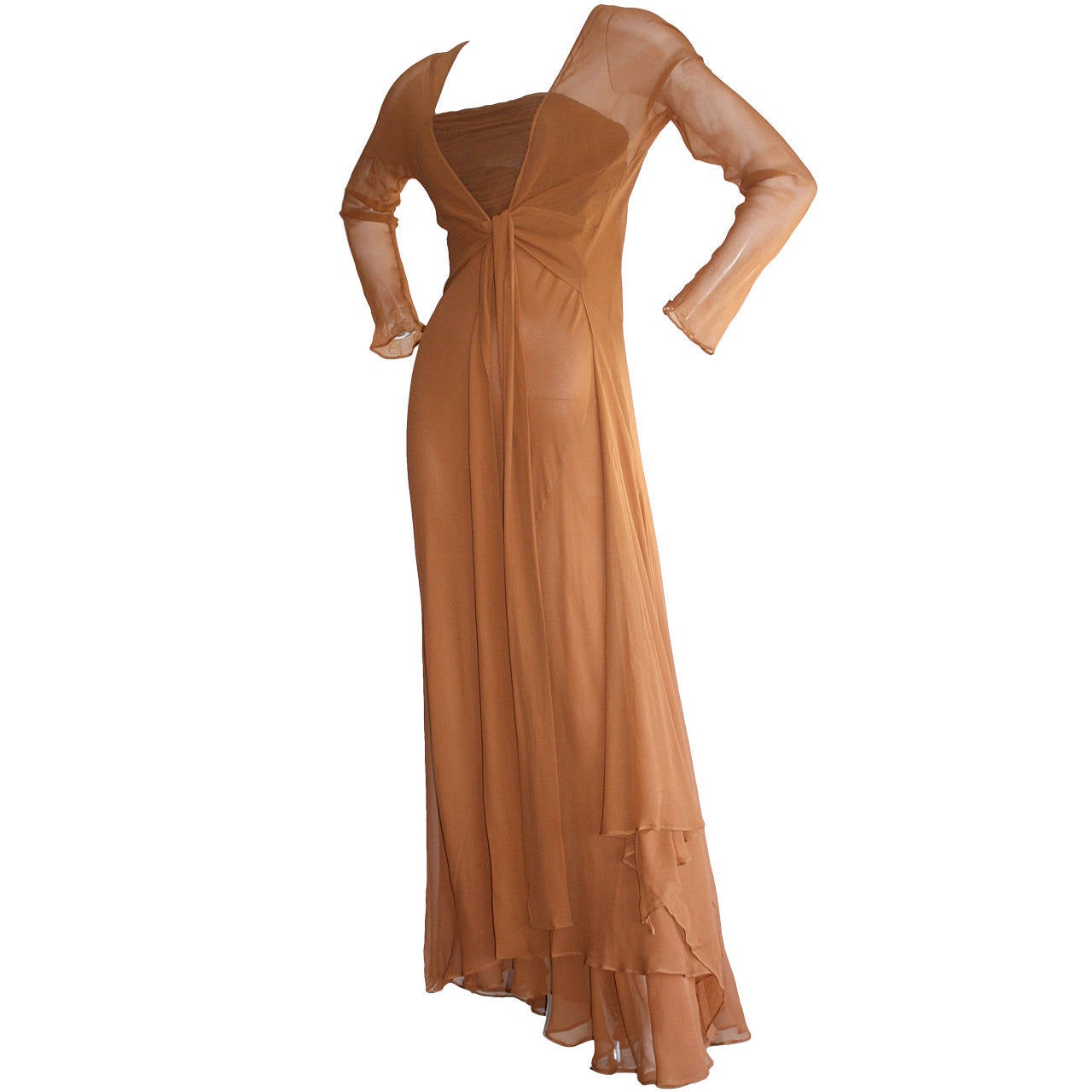 Exquisite Vintage Alberta Ferretti Grecian Goddess Chiffon Gown And Jacket For Sale