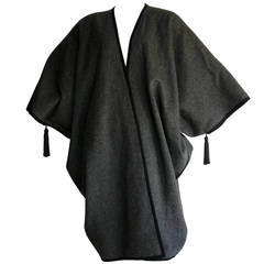 Important Vintage Yves Saint Laurent Charcoal " Russian Collection " Tassel Cape