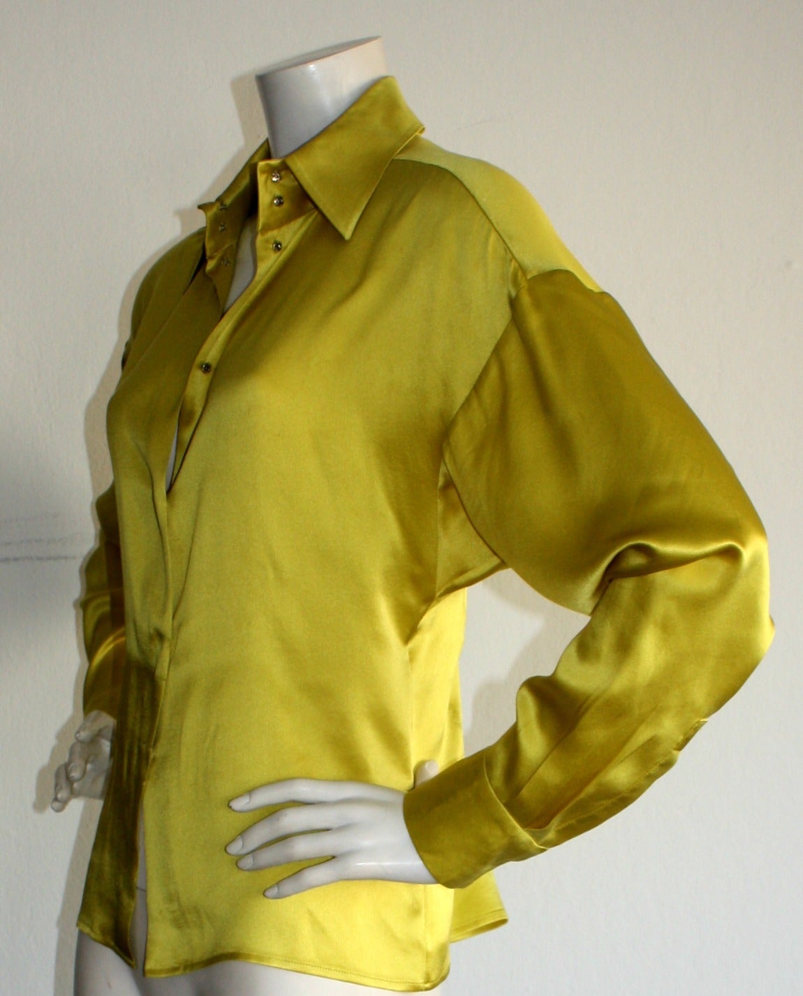 chartreuse silk shirt