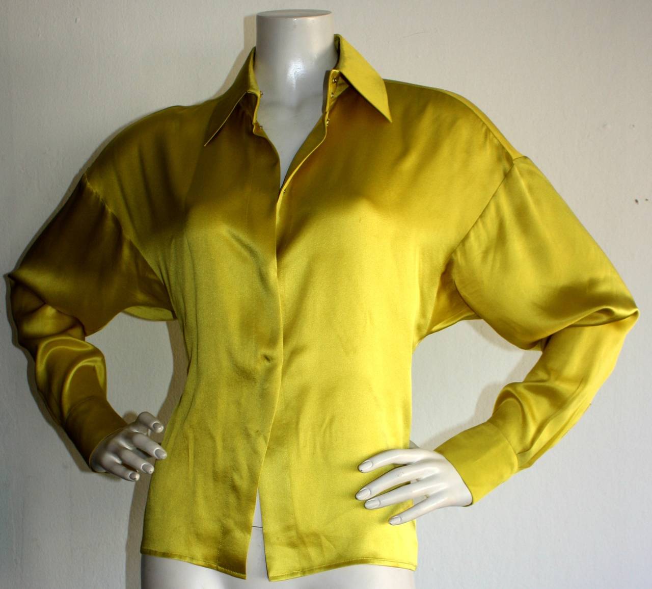 chartreuse silk blouse