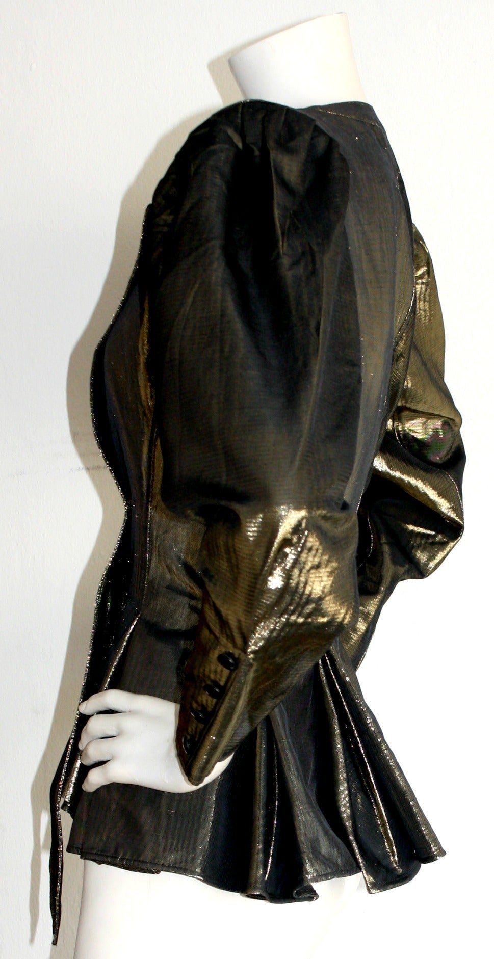Black Vintage Emanuel Ungaro Metallic Gold Avant Garde Space Age Jacket