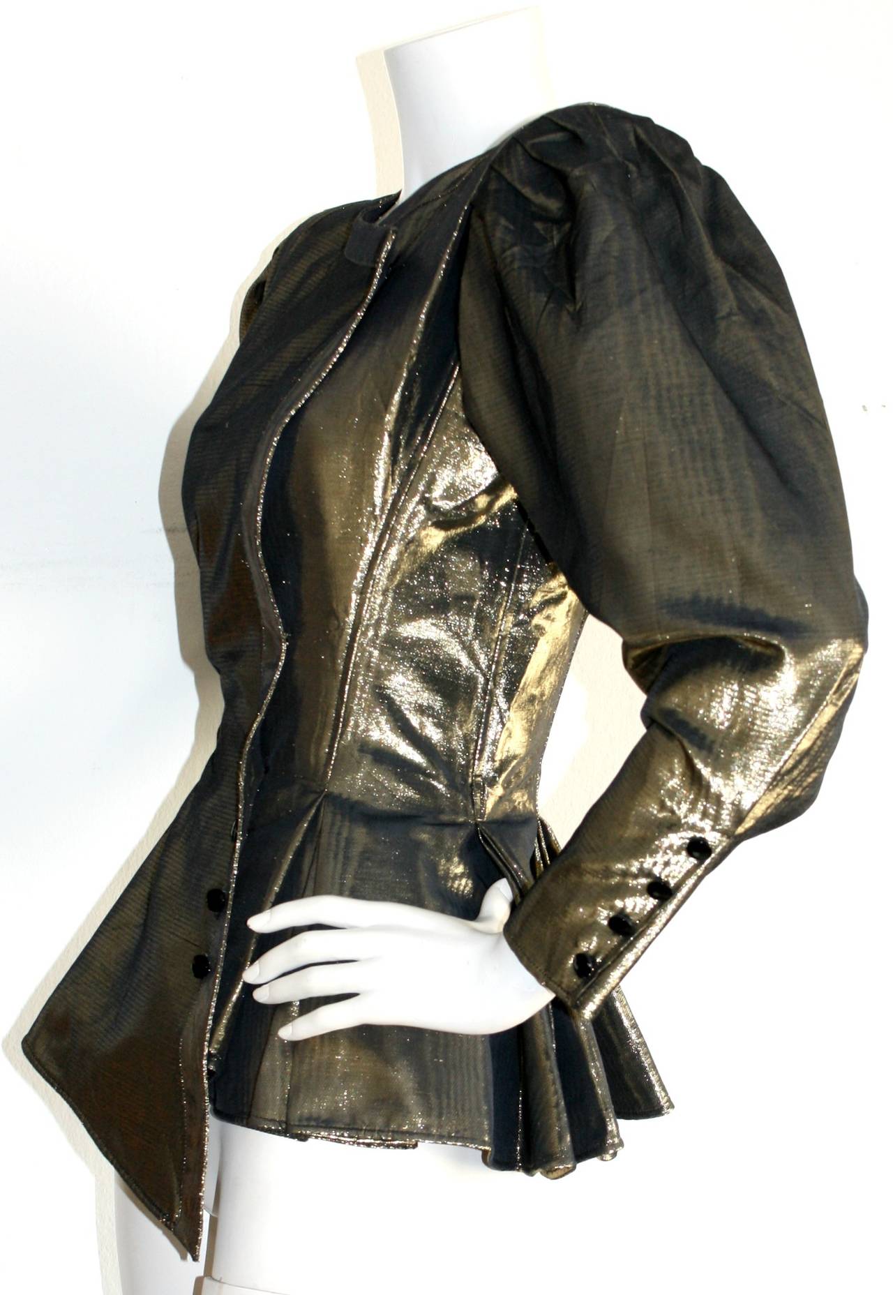 Women's Vintage Emanuel Ungaro Metallic Gold Avant Garde Space Age Jacket