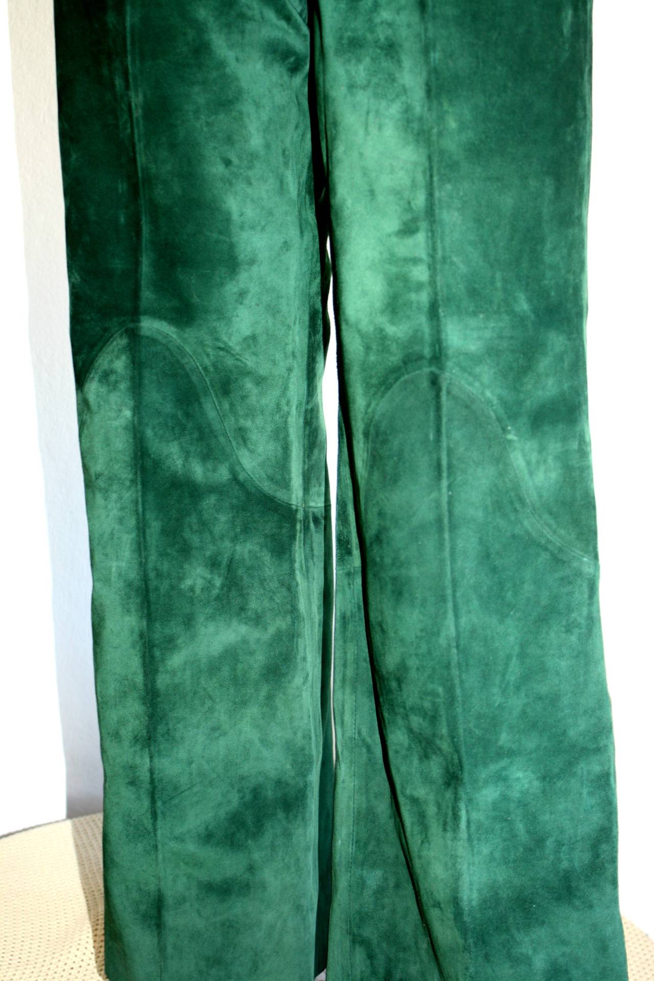 green bell bottom pants