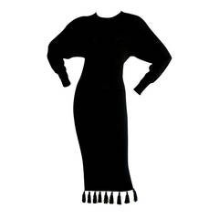 Vintage Angelo Tarlazzi Tassel Black Sweater Dress Brand New