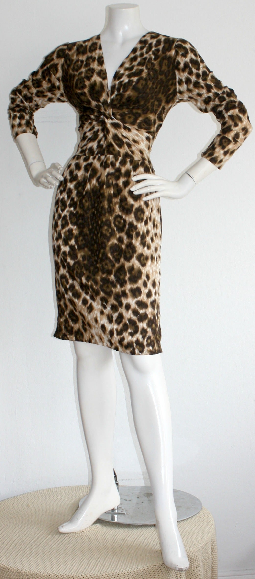 Incredible Vintage Givenchy Leopard Cheetah Print Silk Dress 1