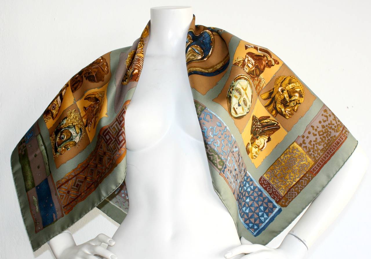 Beautiful, rare vintage Hermes oversized scarf by Loic Dubigeon! From the 
