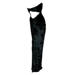 Sexy Vicky Tiel Vintage Gown Black Crushed Sparkle Velvet w/ Open Back