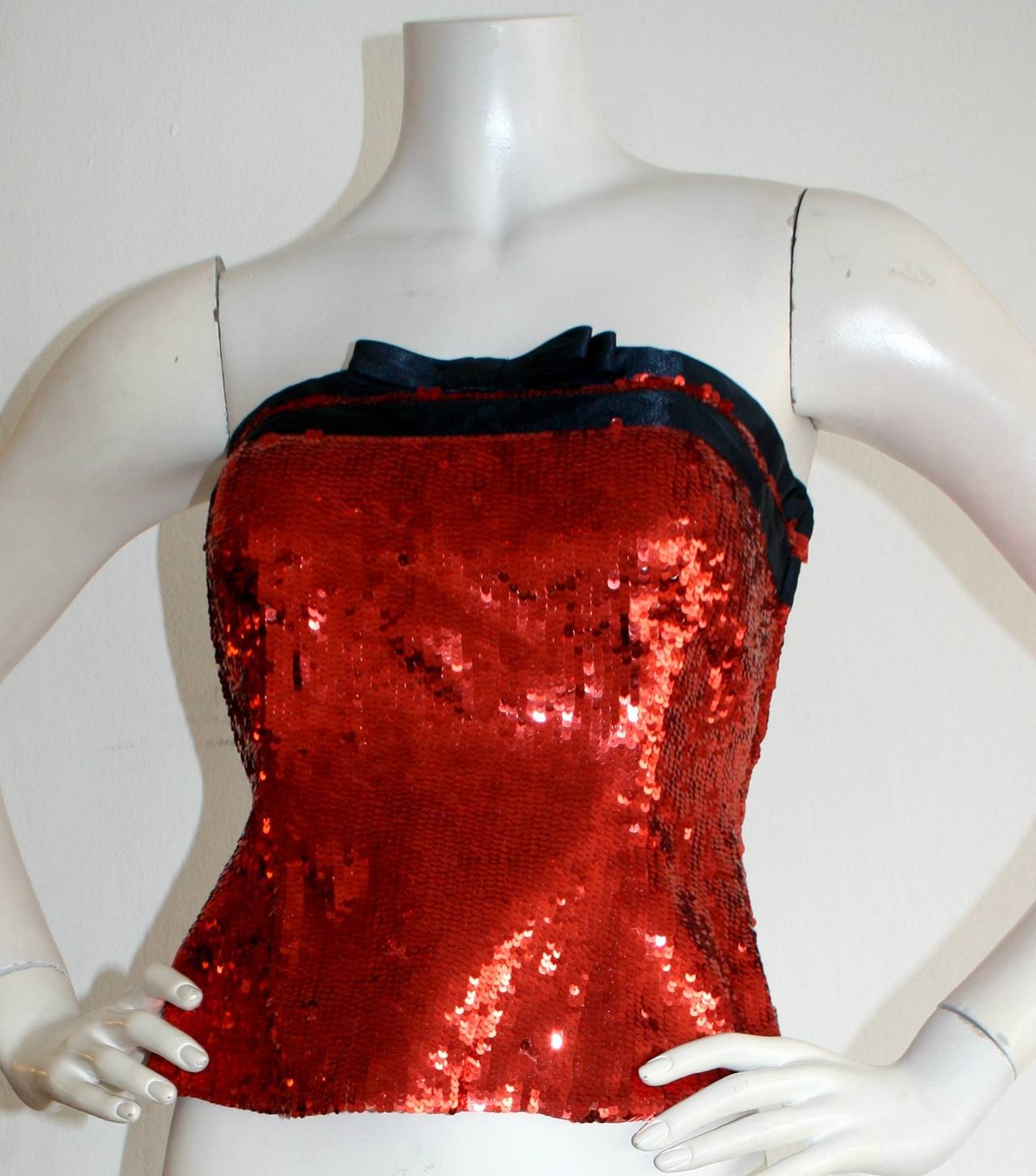 red sequin corset top