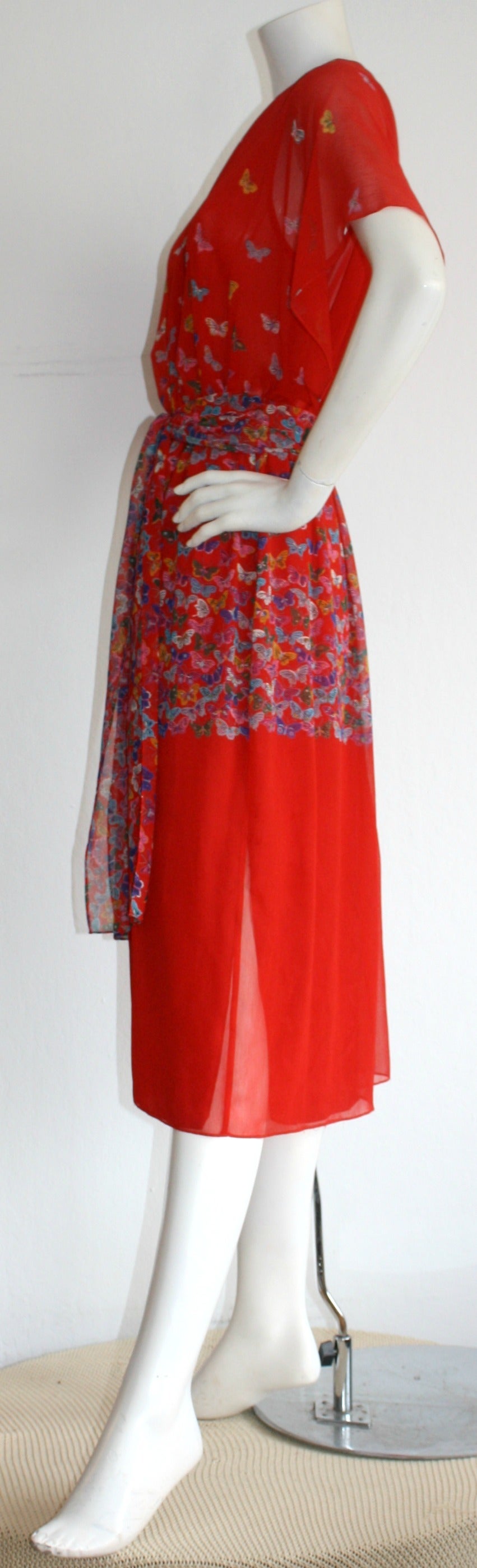Magnifique robe vintage Hanae Mori style kimono papillon et ceinture 3