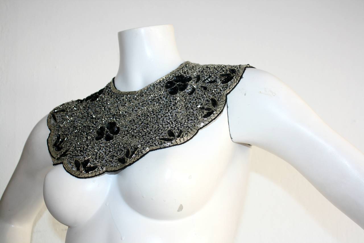 Exceptional vintage Mary McFadden black & silver beaded/sequin collar necklace--Brand New w/ Box! Take your little black dress to the next level, or pair with a strapless gown. Looks great with a tee-shirt, as well. Beads and sequins throughout,