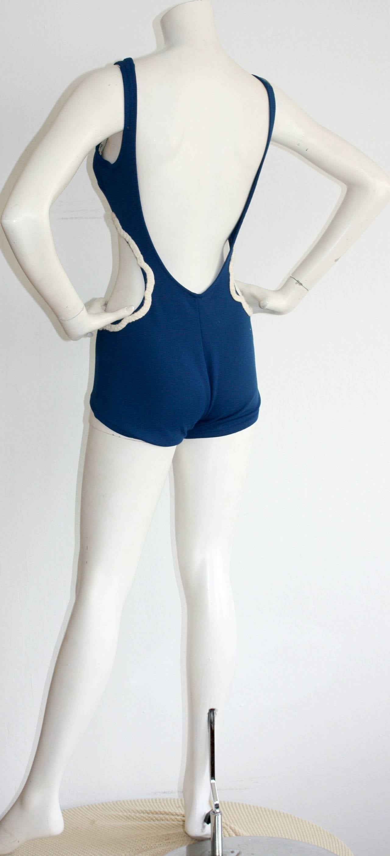 Purple 1960s Vintage Oleg Cassini ' Peter Pan ' Space Age Cut-Out Swimsuit