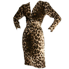 Incredible Vintage Givenchy Leopard Cheetah Print Silk Dress