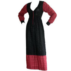 Important Vintage Jean Muir Color Block Peasant Maxi Dress 11