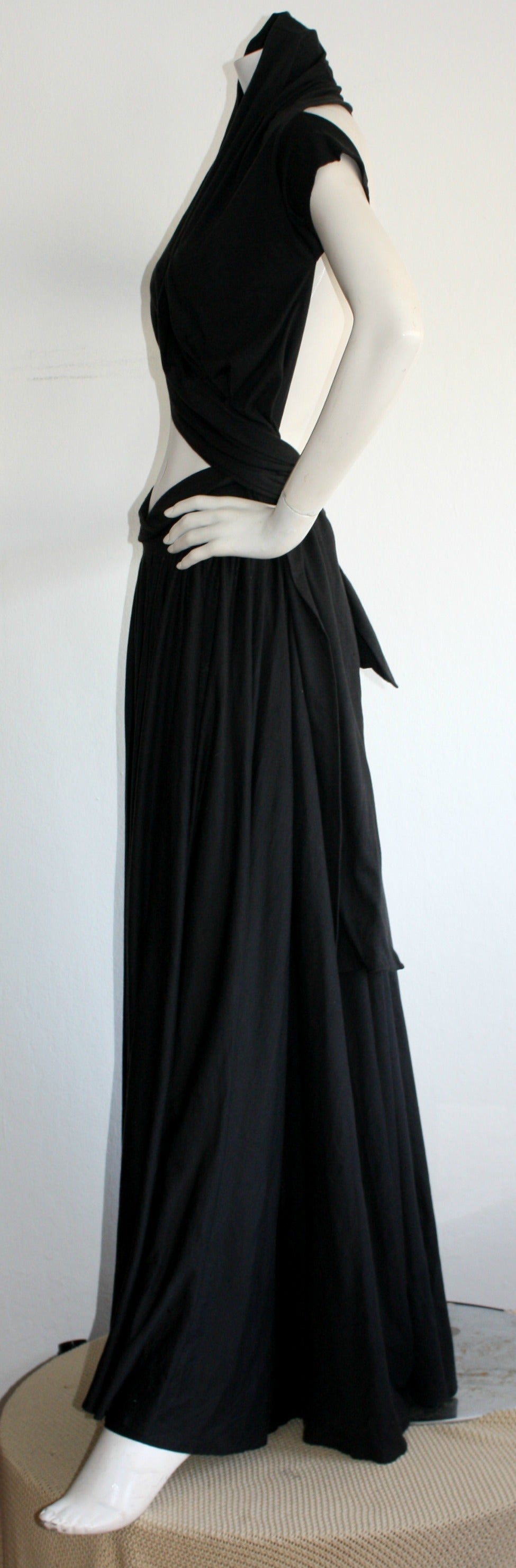 Women's Extremely Rare Vintage Romeo Gigli Black Wrap Dress Musuem Worthy