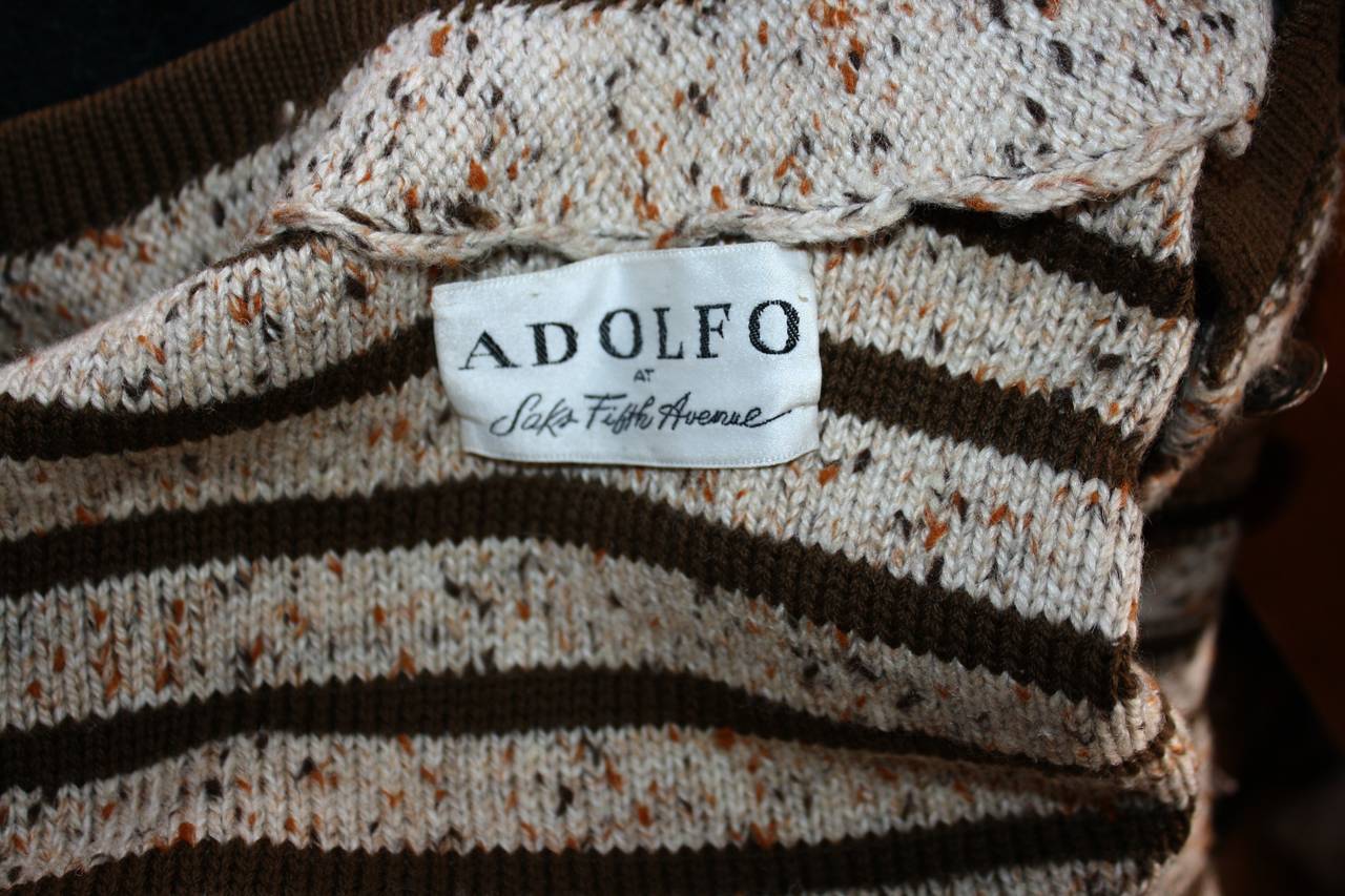 Chic Vintage Adolfo Saks 5th Ave. Military Cardigan Sweater w/ Chain Belt 3