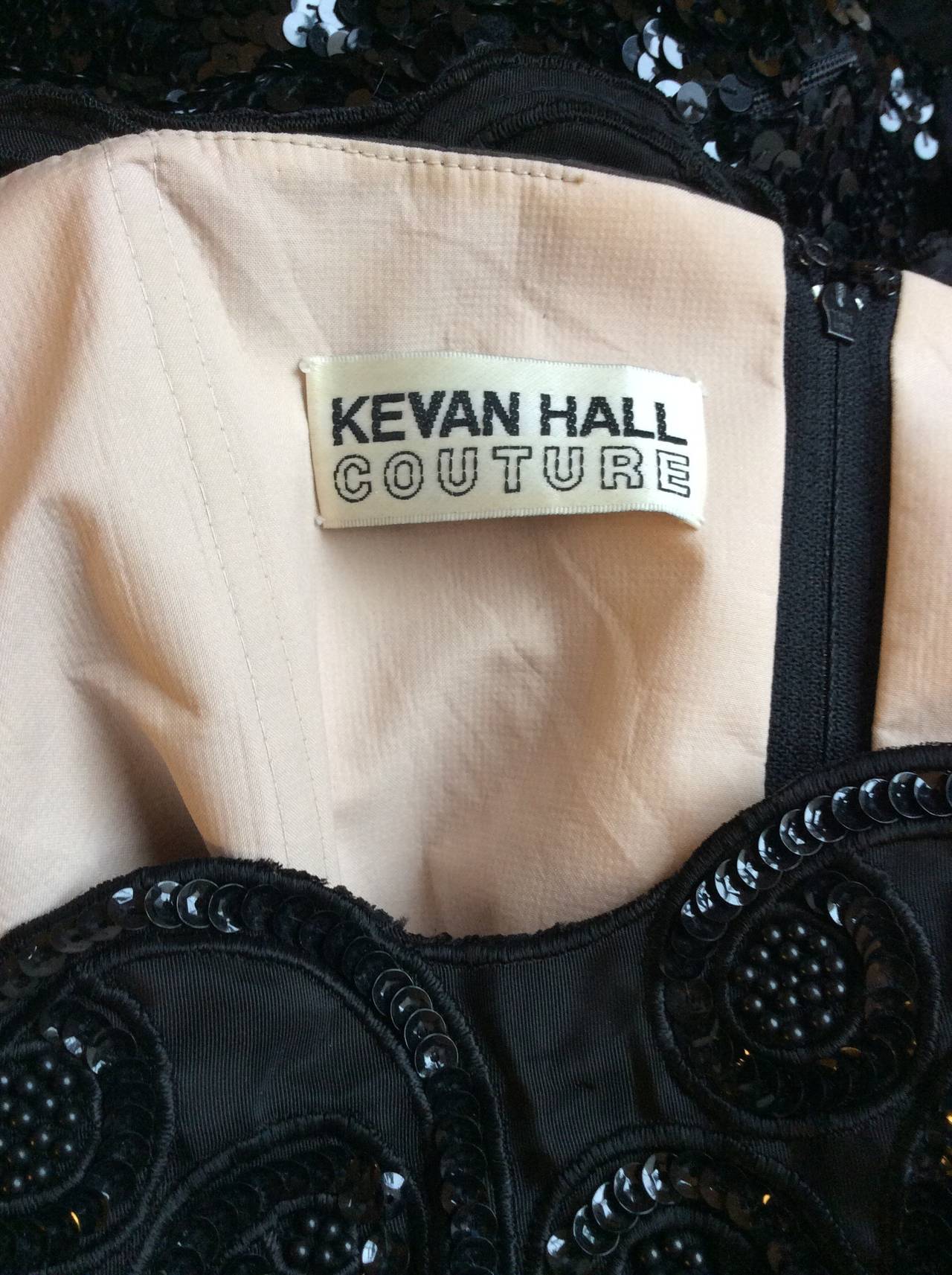 Women's Vintage Kevan Hall Couture Off-Shoulder Sequin Chiffon Dress