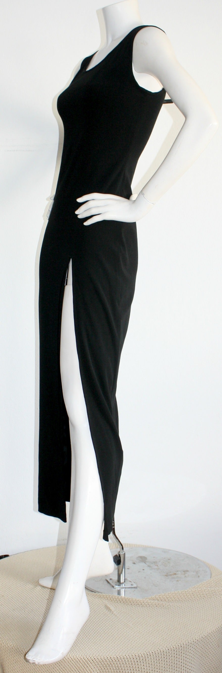 Women's Sexy 1990s Vintage Jean Paul Gaultier Black dress w/ High Slit