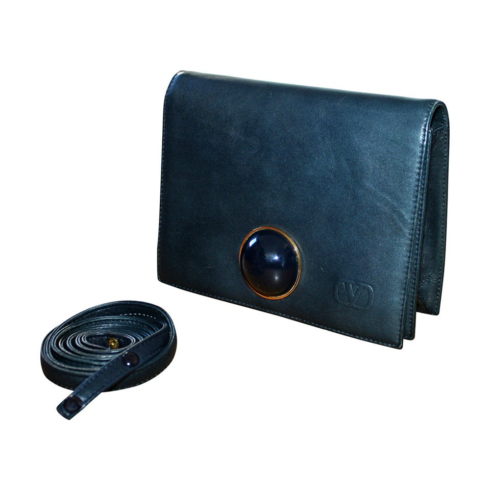 Rare 1960s Vintage Valentino Navy Blue Space Age Convertible Clutch Handbag
