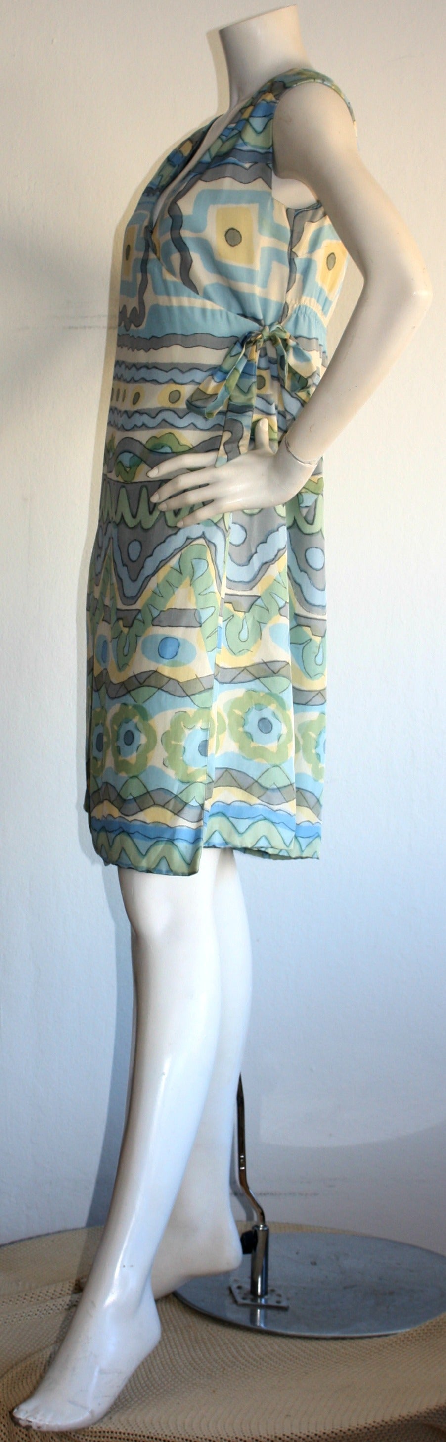 Women's RARE 1967 Vintage B.H. Wragge Mod Silk Psychedelic Wrap Dress For Sale