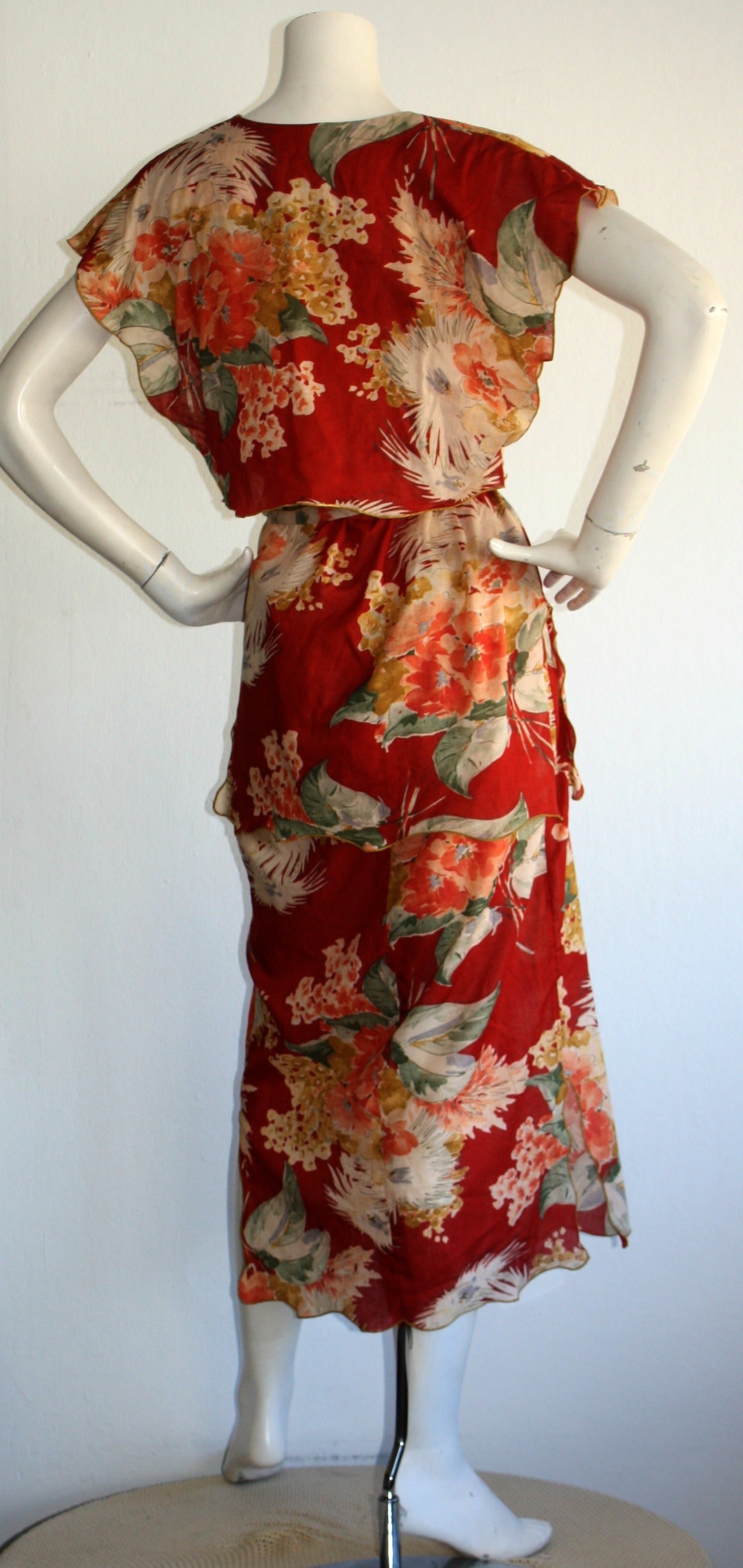 Vintage Boho Holly's Harp 3 Piece Cotton Dress Ensemble Tunic Skirt Dress & Belt For Sale 1