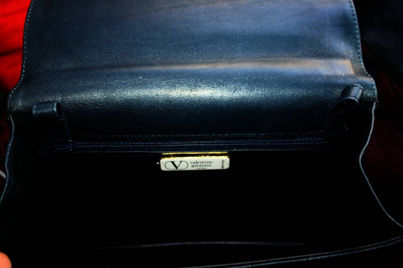 Black Rare 1960s Vintage Valentino Navy Blue Space Age Convertible Clutch Handbag