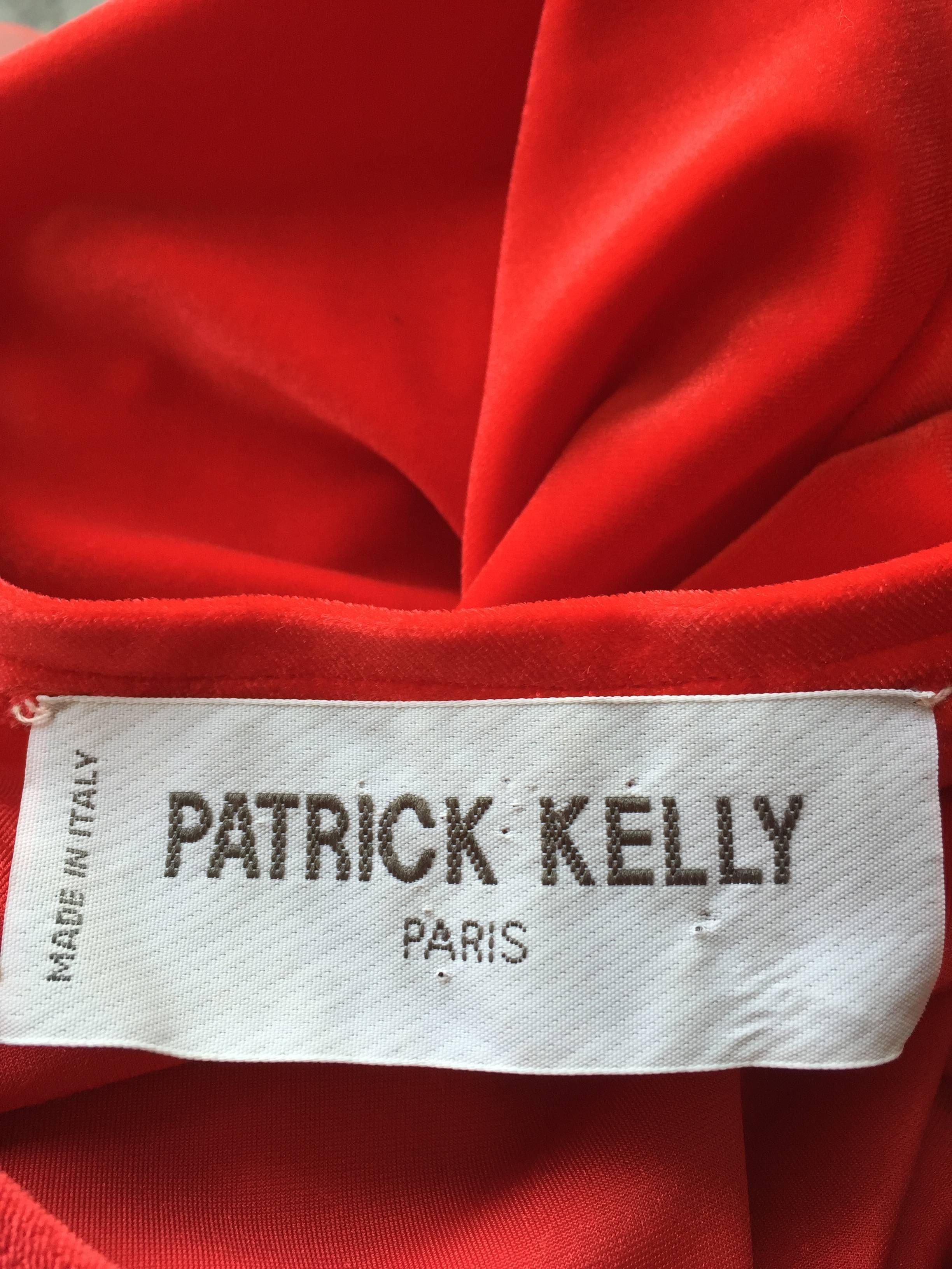 Extraordinary Patrick Kelly 1980s Vintage Red BodCon Mermaid Dress w/ Tulle Hem For Sale 4