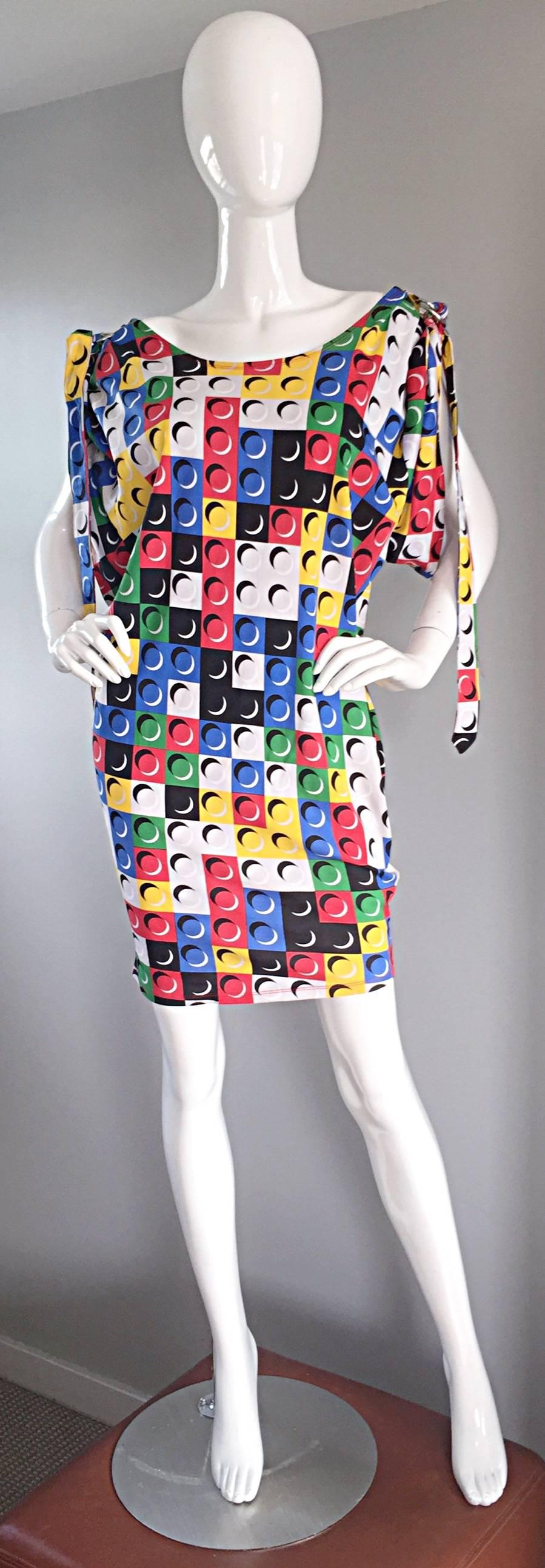 Seltene Vintage Jean Charles de Castelbajac ' Lego ' Gedruckt Bunte Tunika Kleid im Zustand „Hervorragend“ in San Diego, CA