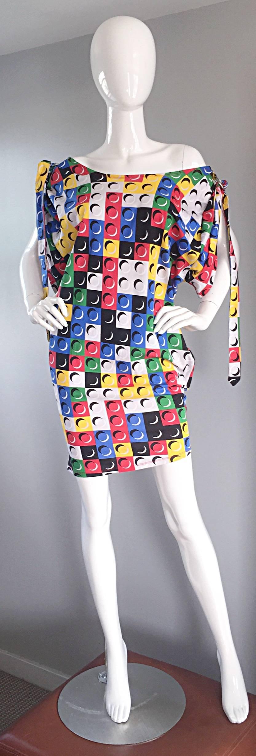Seltene Vintage Jean Charles de Castelbajac ' Lego ' Gedruckt Bunte Tunika Kleid 1