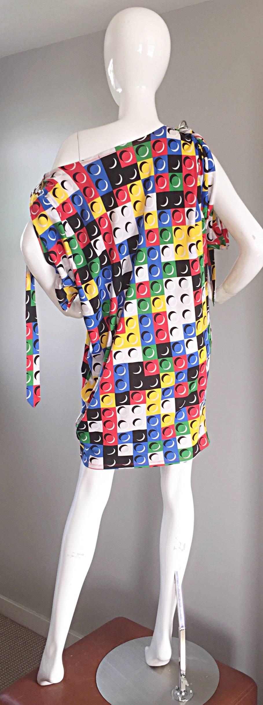 Seltene Vintage Jean Charles de Castelbajac ' Lego ' Gedruckt Bunte Tunika Kleid Damen
