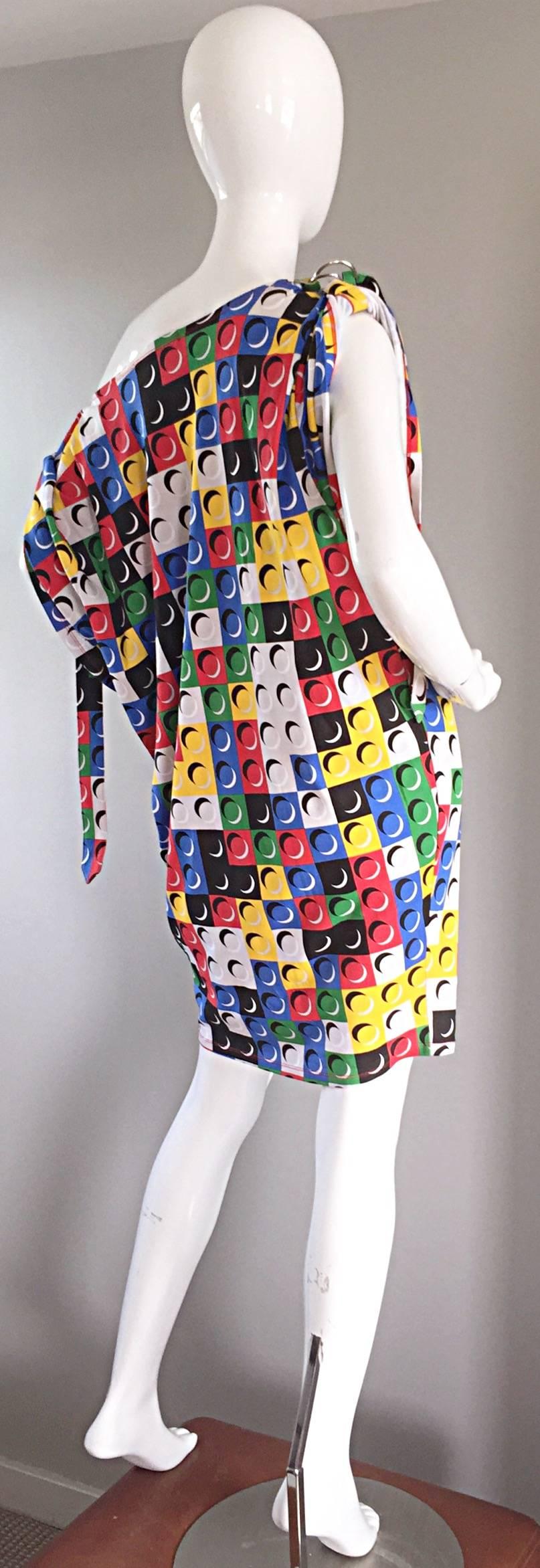 Seltene Vintage Jean Charles de Castelbajac ' Lego ' Gedruckt Bunte Tunika Kleid 2