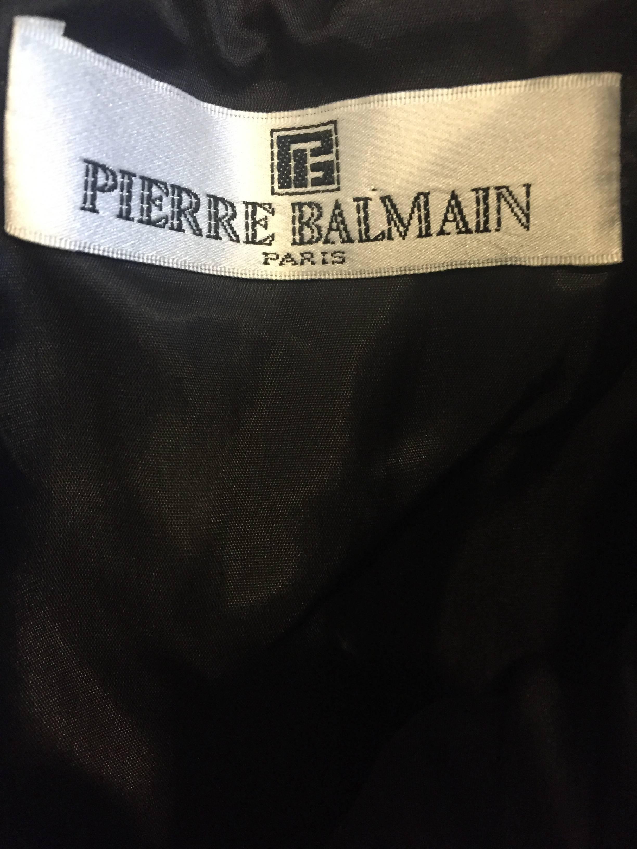 Exceptional Vintage Pierre Balmain Black Strapless Jumpsuit w/ Regal Embroidery For Sale 4