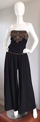 Exceptional Vintage Pierre Balmain Black Strapless Jumpsuit w/ Regal Embroidery