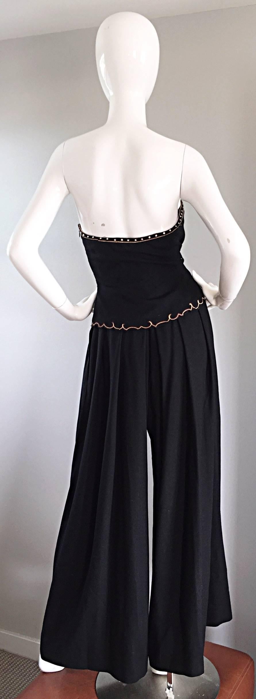 Exceptional Vintage Pierre Balmain Black Strapless Jumpsuit w/ Regal ...