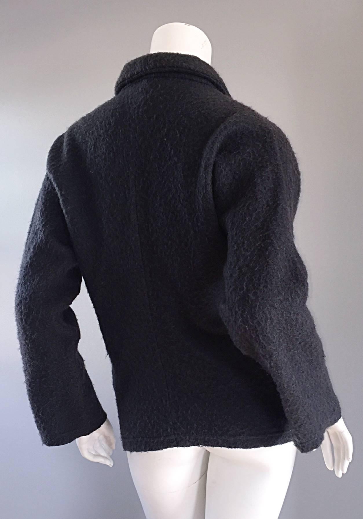 Vintage Comme des Garcons 1990s Charcoal Gray Mohair Slouchy 90s Blazer ...