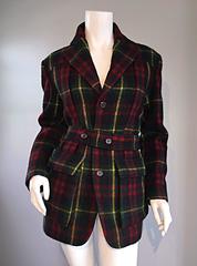 Classic Vintage Ralph Lauren ' Blue Label ' Tartan Plaid Belted Wool Car Coat