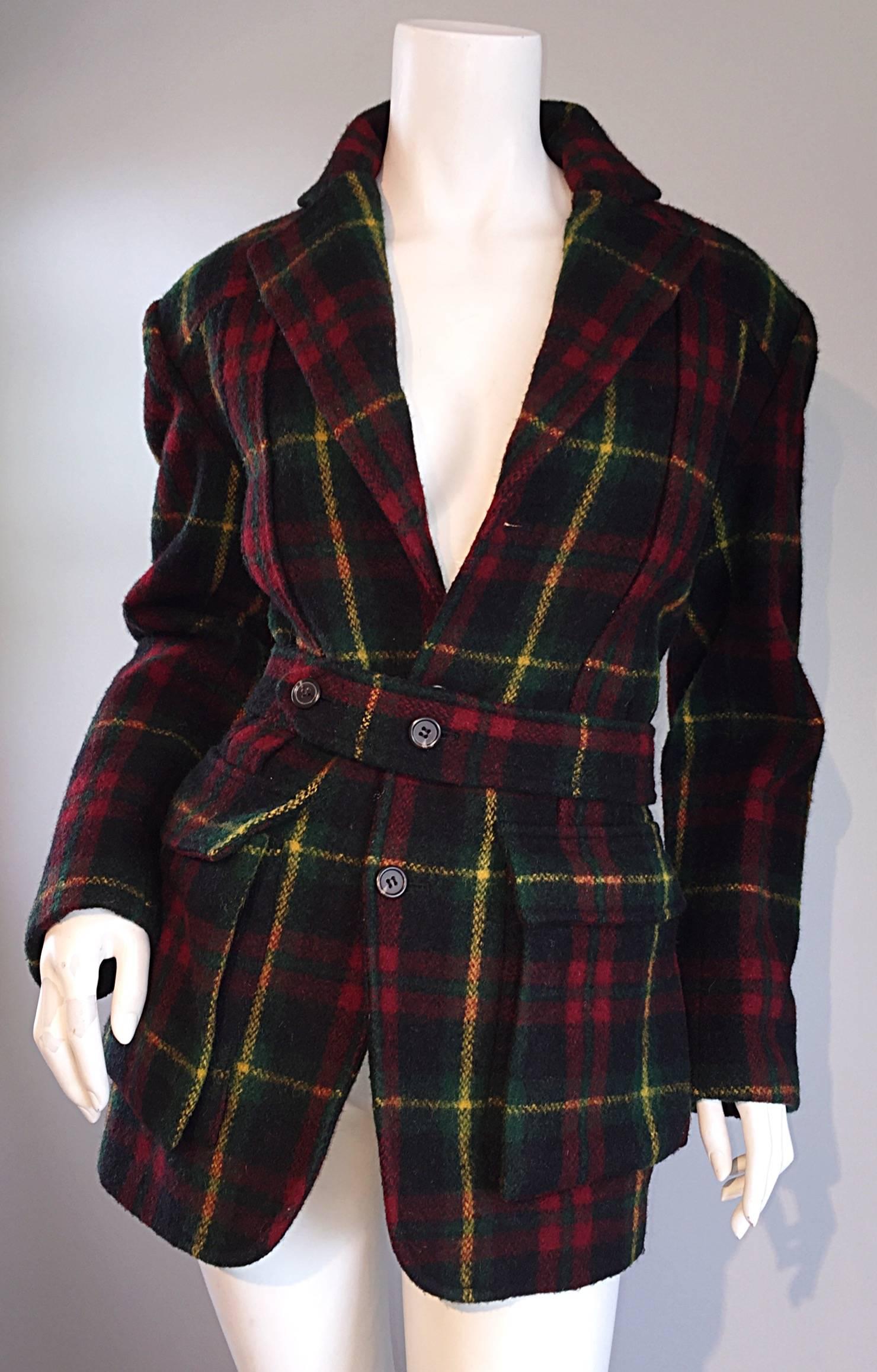 ralph lauren wool plaid coat