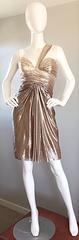 New Pamella Roland Size 6 Gold Ombre Metallic One Shoulder Grecian Silk Dress