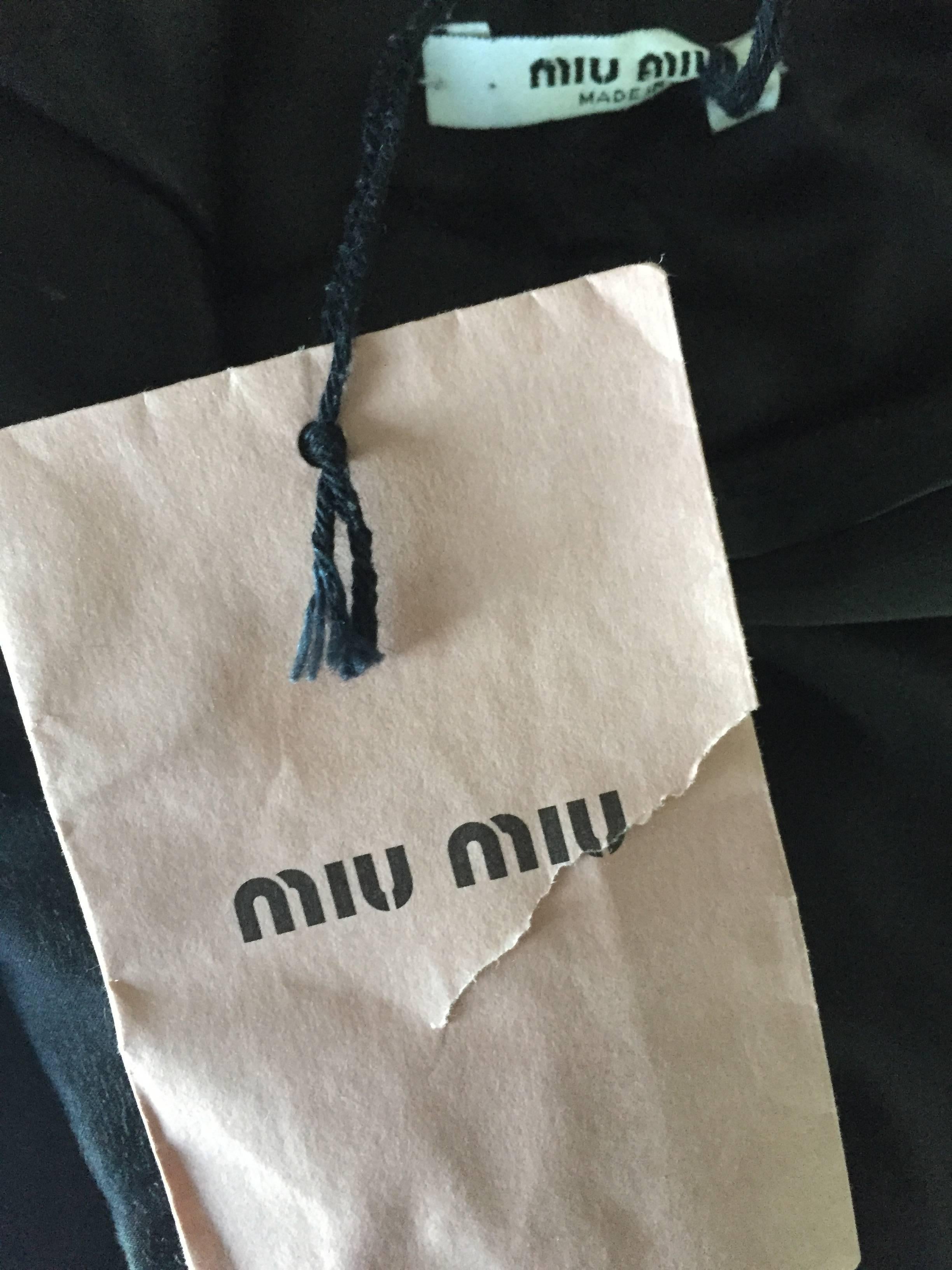 Brand New Miu Miu Black Silk Asymmetrical Draped Wrap Skirt NWT For Sale 3