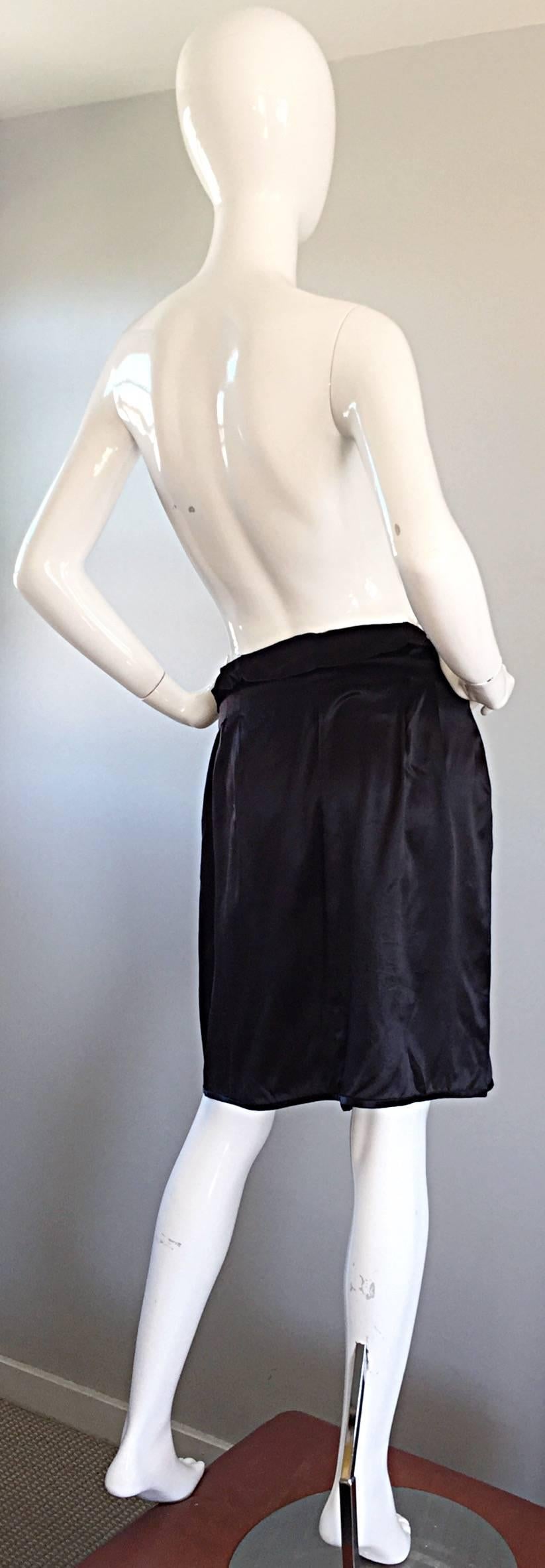 Brand New Miu Miu Black Silk Asymmetrical Draped Wrap Skirt NWT For Sale 1