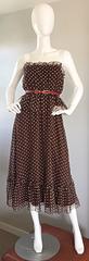 Vintage Pat Richards for Bullocks Wilshire Brown & White Polka Dot Belted Dress