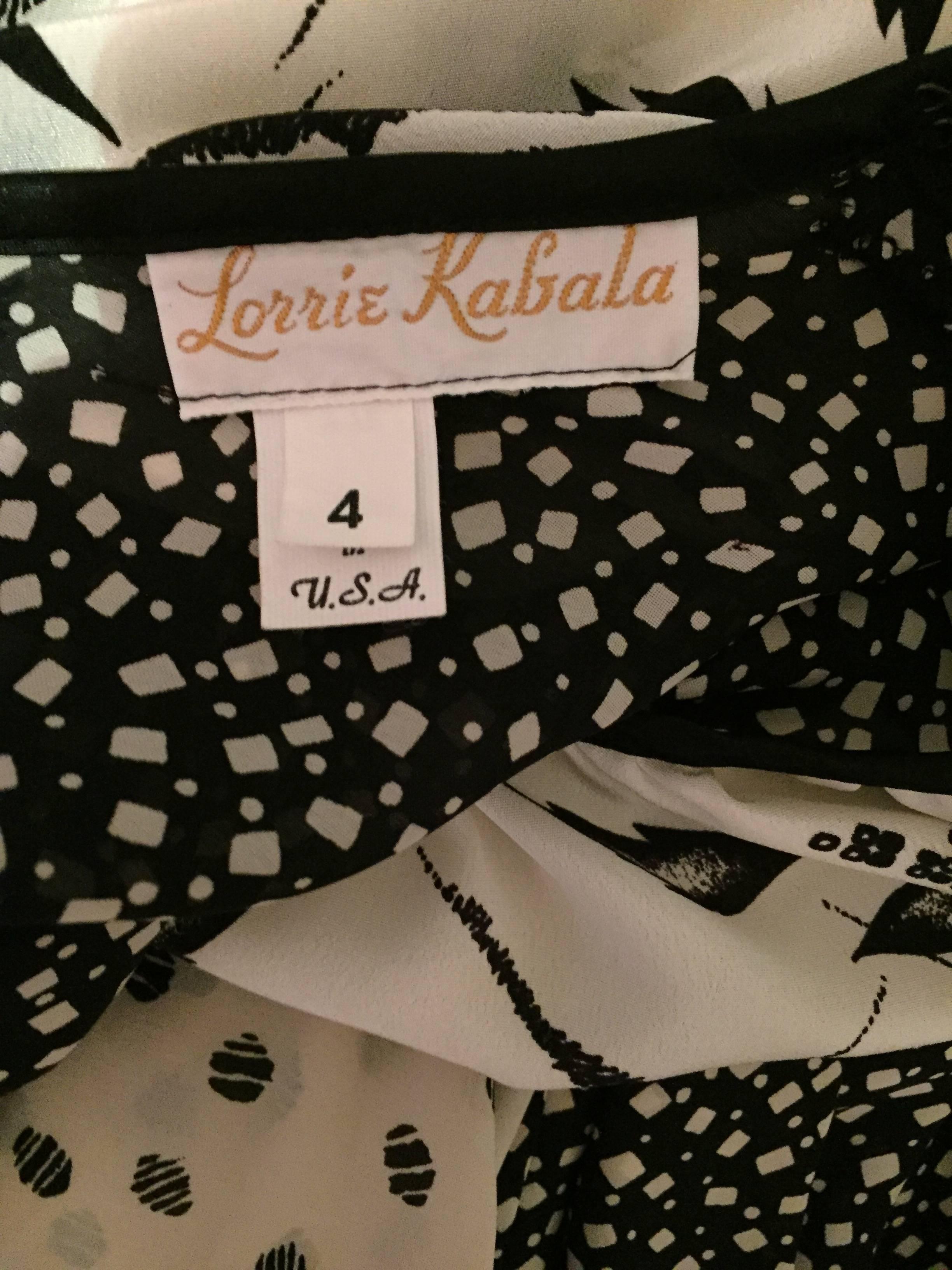 Vintage Lorrie Kabala Black and White Multi Print Drop Boho / Bohemian Dress 4
