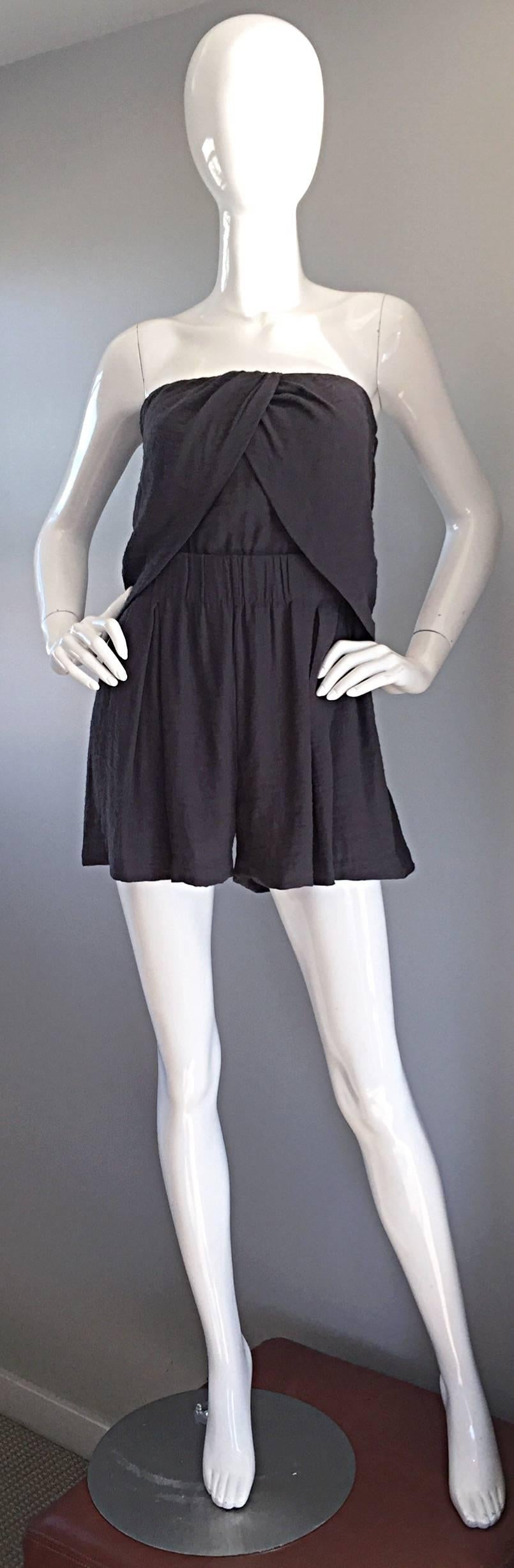 Women's New Elizabeth and James Charcoal Gray Draped Romper Playsuit / Onesie For Sale