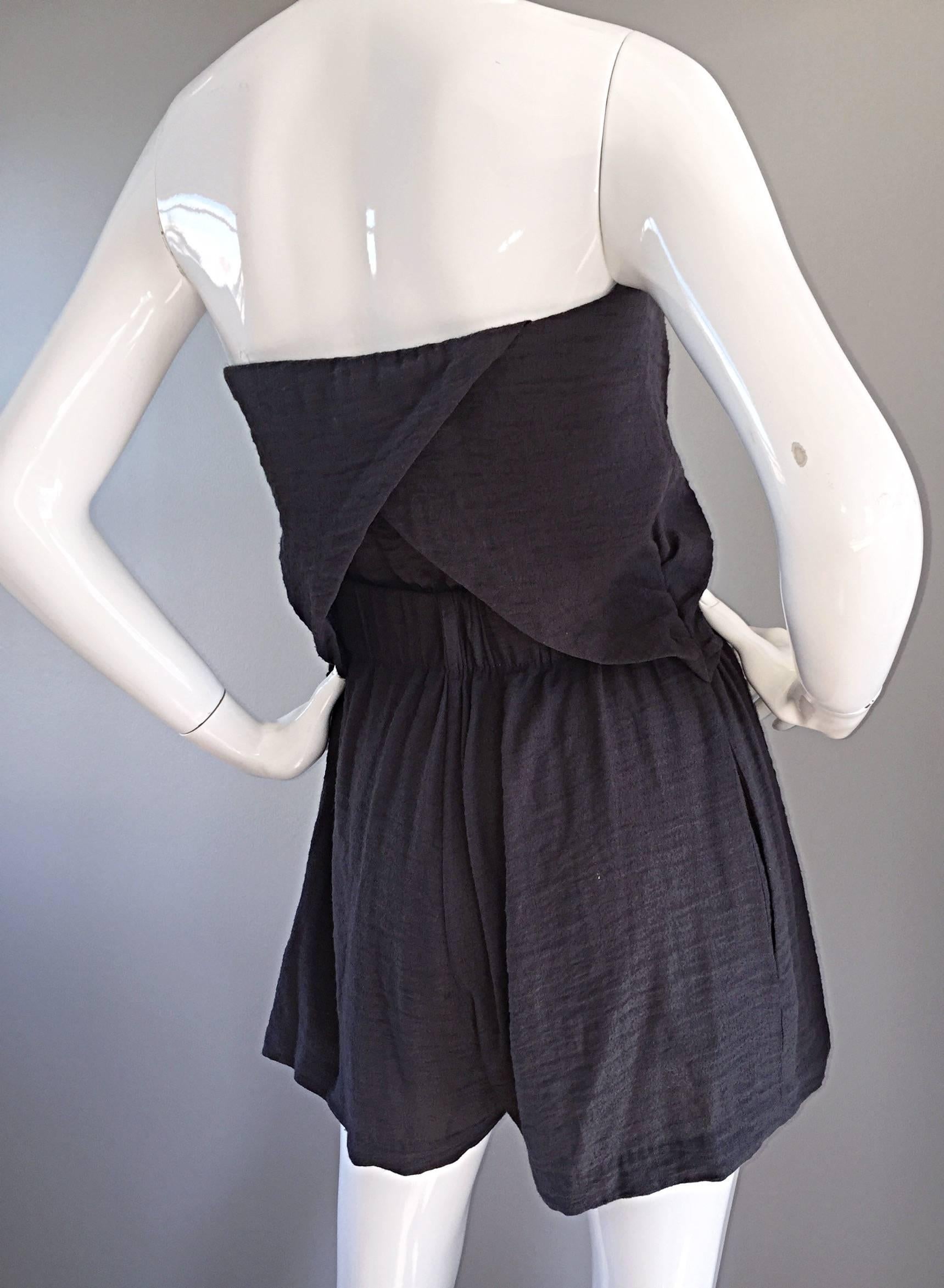 New Elizabeth and James Charcoal Gray Draped Romper Playsuit / Onesie  In New Condition For Sale In San Diego, CA