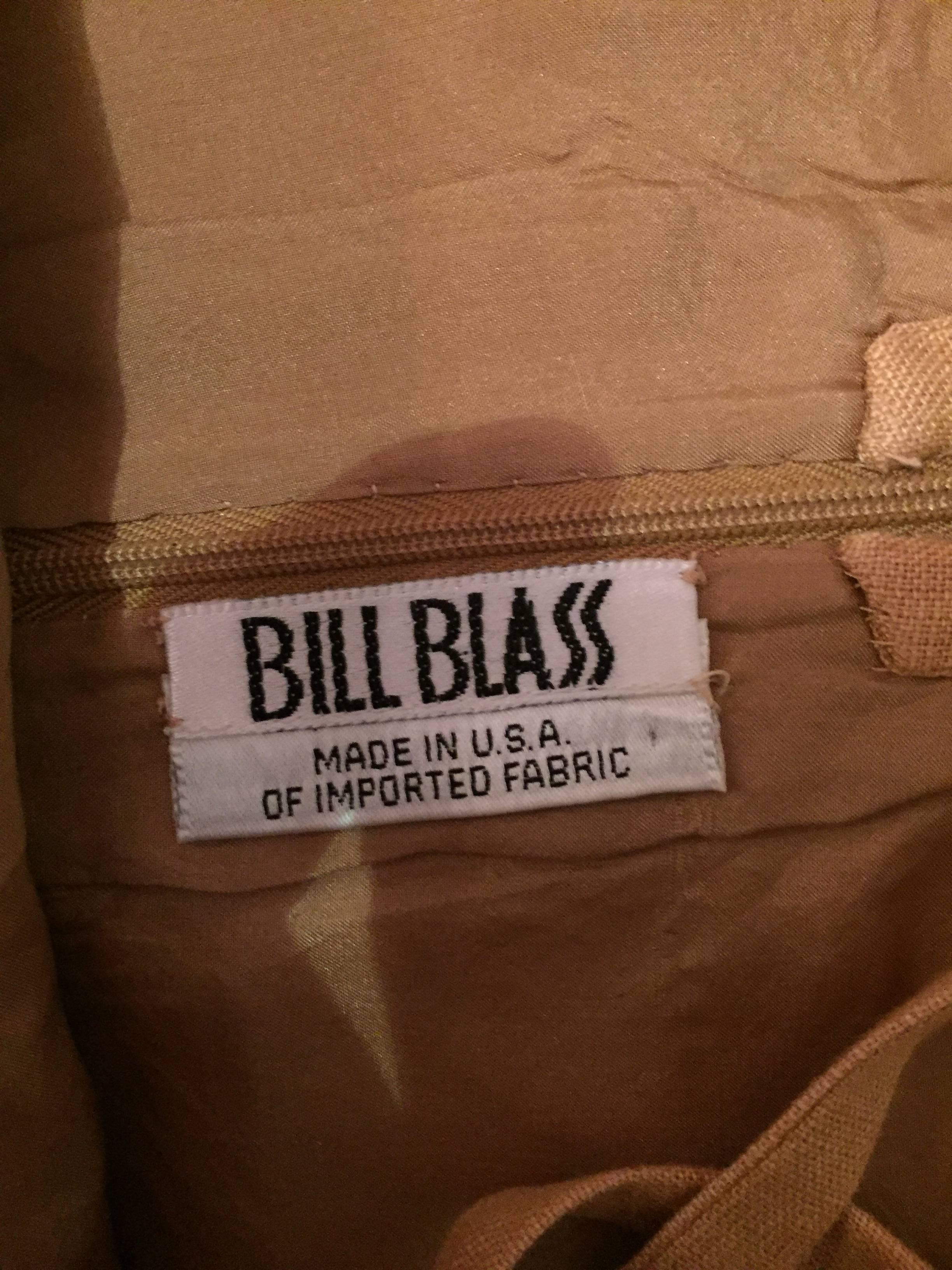 Bill Blass Vintage Terra Cotta Tan Linen Dress w/ Bow and Criss Cross Back  5