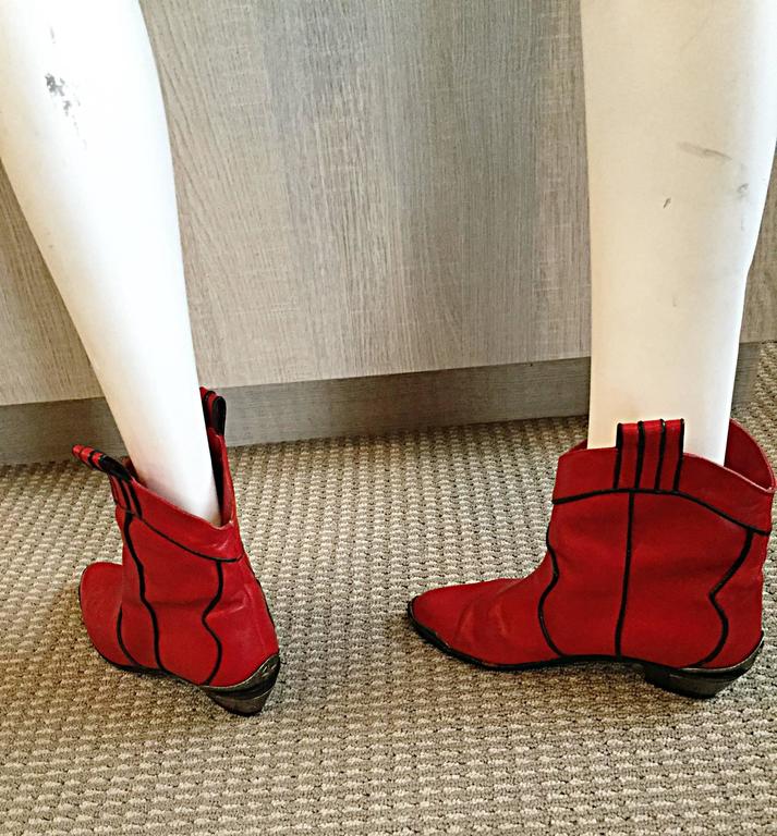 Incredible Vintage " Hippopotamus " Red Ankle " Lone Star " Cowboy Boots Sz. 8.5 at 1stDibs