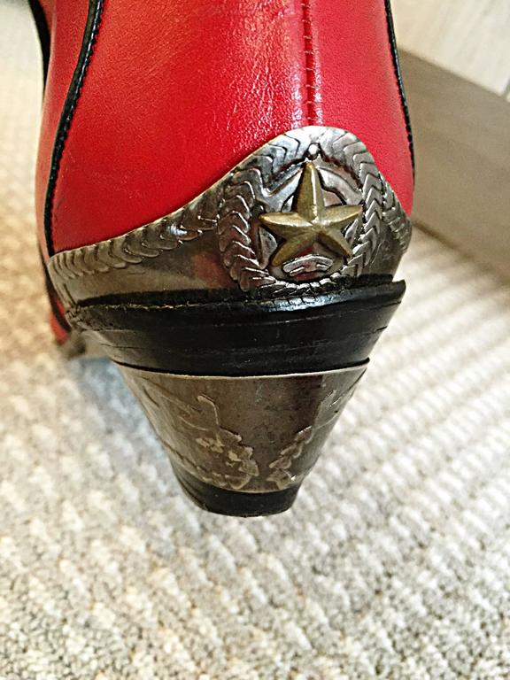 Incredible Vintage " Hippopotamus " Red Ankle " Lone Star " Cowboy Boots Sz. 8.5 at 1stDibs