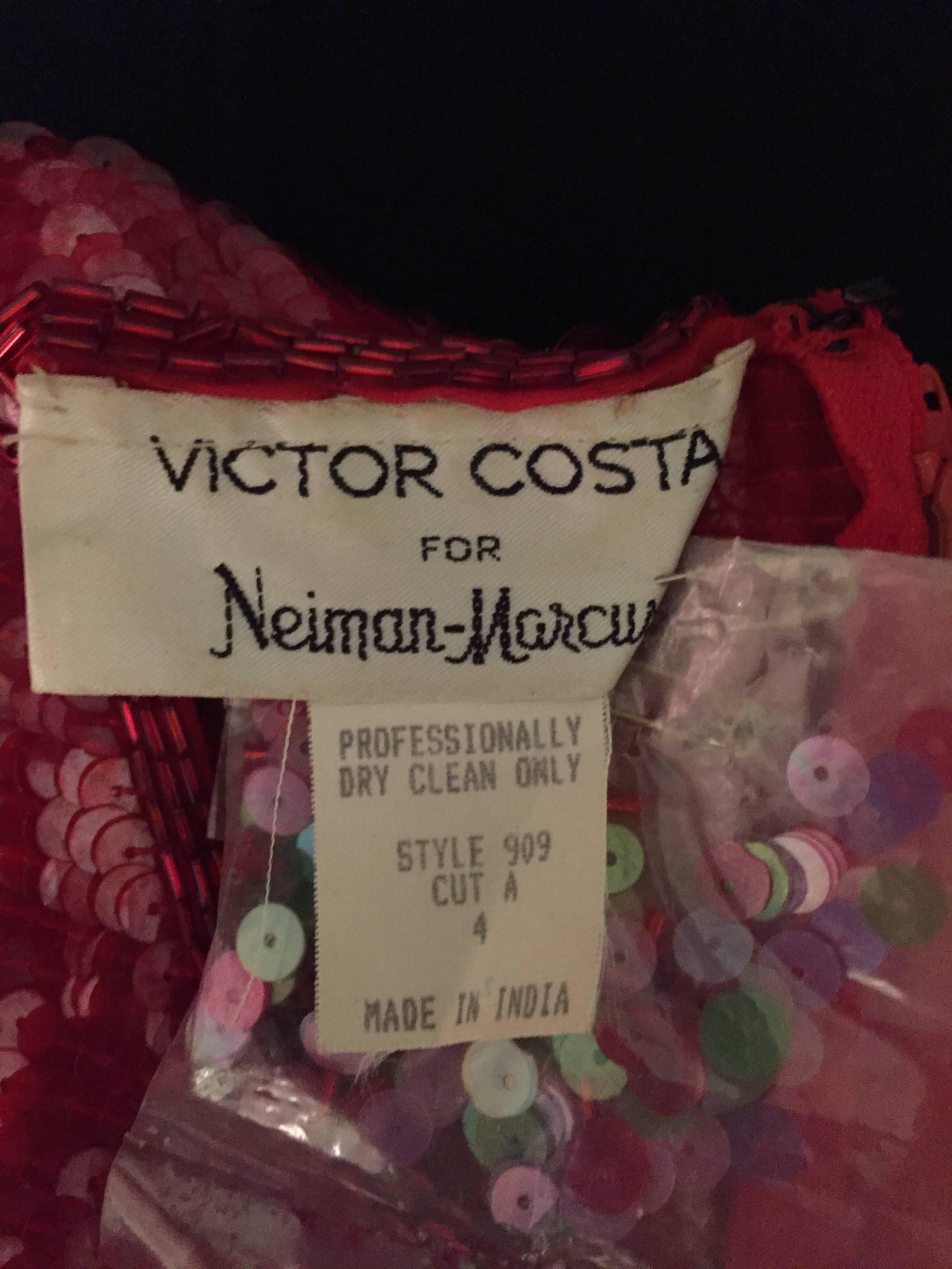 Vintage Victor Costa für Neiman Marcus Vintage Buntes Crop Top aus Chiffon mit Pailletten und Schößchen in Schößchen im Angebot 4